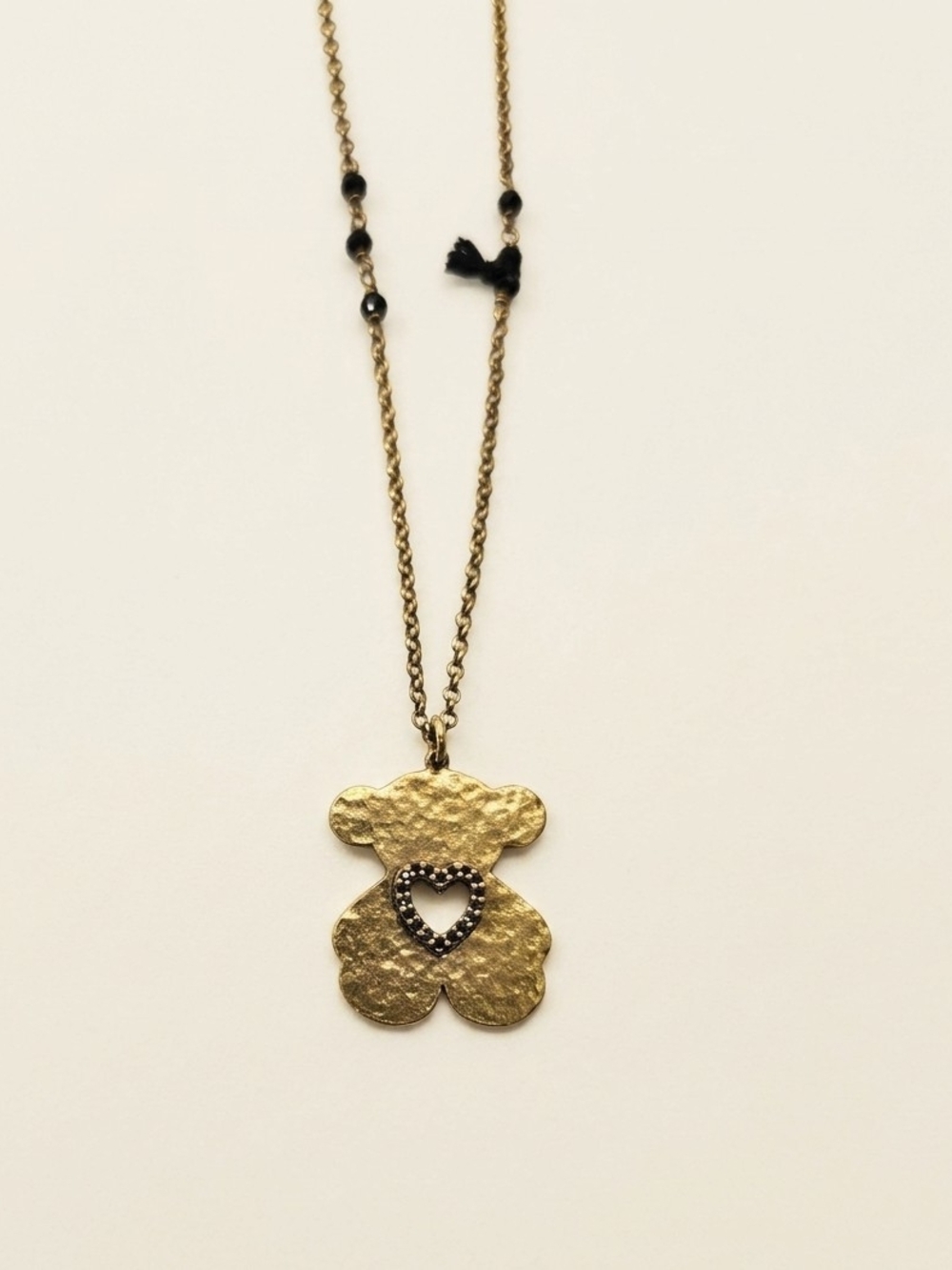 TOUS Medium 18K Gold Vermeil Hammered Bear Pendant Necklace 925